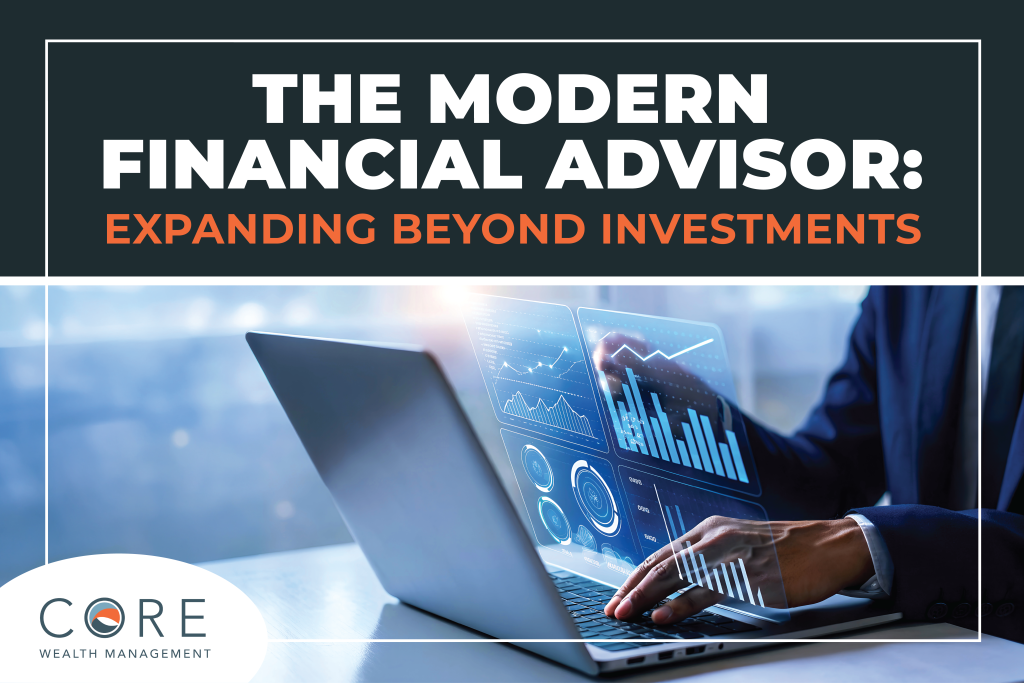 The Modern Financial Advisor blog header showing digital financial charts and data visualization on a laptop